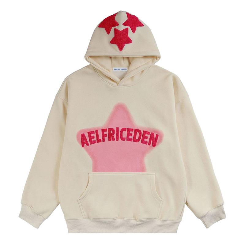 Aelfric Eden Vintage Embroidery Star Oversized Hoodie Menswear Baggy Sweatshirts