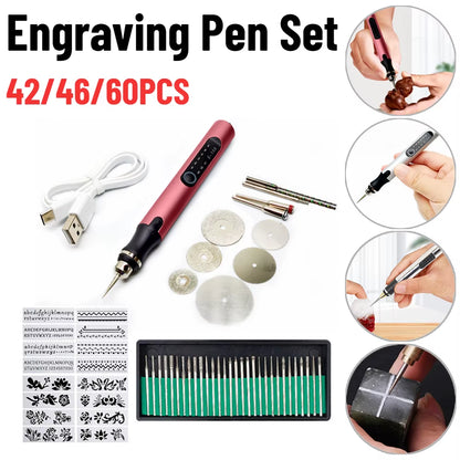 Electric Engraving Pen Mini Grinder Cordless Rotary Tool Kit Woodworking Engraver Pen DIY for Jewelry Metal Glass Wireless Drill