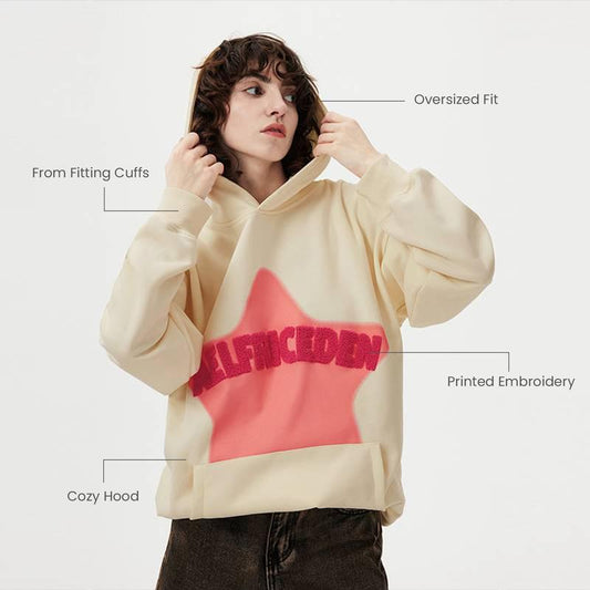 Aelfric Eden Vintage Embroidery Star Oversized Hoodie Menswear Baggy Sweatshirts