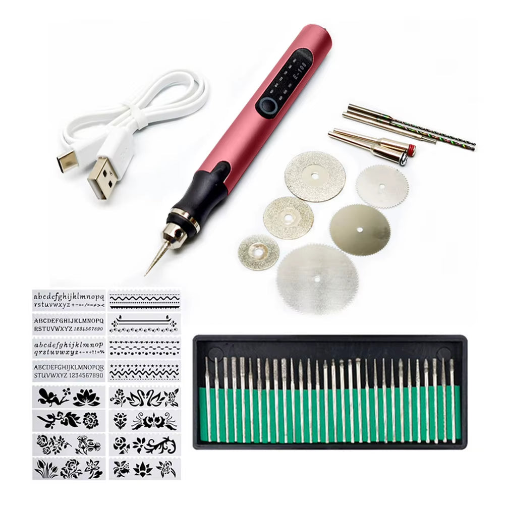 Electric Engraving Pen Mini Grinder Cordless Rotary Tool Kit Woodworking Engraver Pen DIY for Jewelry Metal Glass Wireless Drill