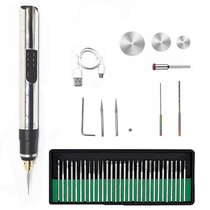 Electric Engraving Pen Mini Grinder Cordless Rotary Tool Kit Woodworking Engraver Pen DIY for Jewelry Metal Glass Wireless Drill